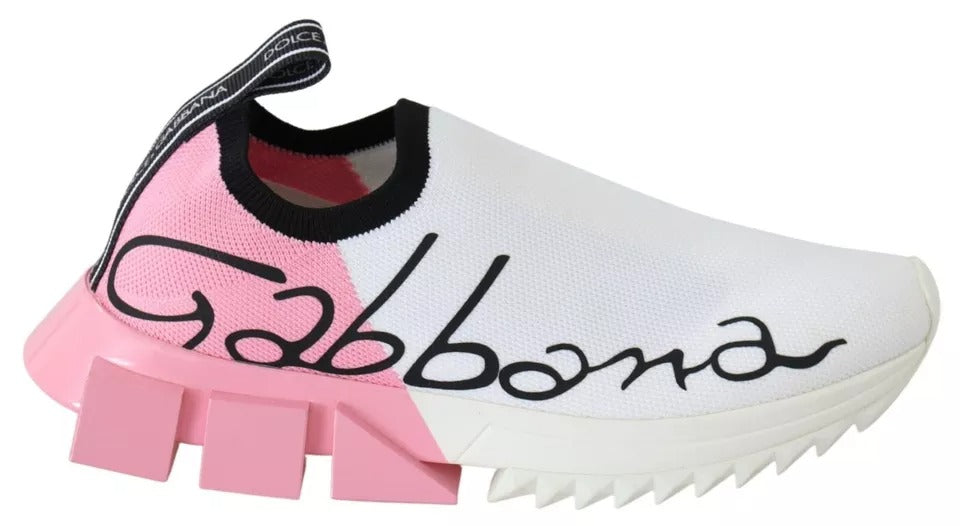 Dolce &amp; Gabbana Sorrento Sneakers mit Logo in Rosa und Weiß