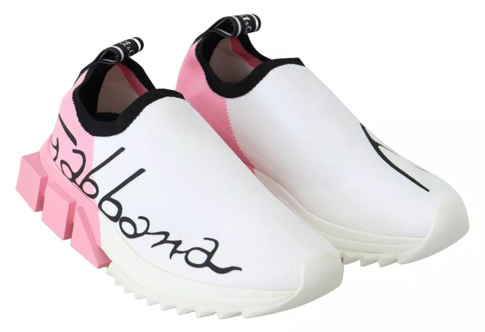 Dolce &amp; Gabbana Sorrento Sneakers mit Logo in Rosa und Weiß