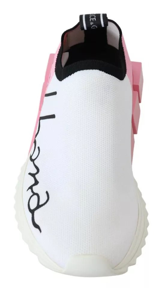 Dolce &amp; Gabbana Sorrento Sneakers mit Logo in Rosa und Weiß