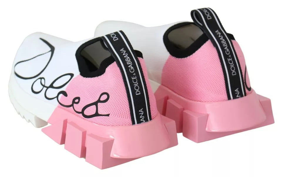 Dolce &amp; Gabbana Sorrento Sneakers mit Logo in Rosa und Weiß