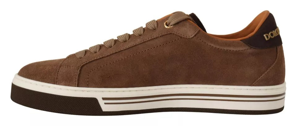 Dolce &amp; Gabbana – Niedrige Sneakers aus Wildleder in Braun mit Logo Herren Schuhe