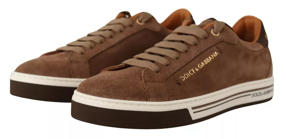 Dolce &amp; Gabbana – Niedrige Sneakers aus Wildleder in Braun mit Logo Herren Schuhe
