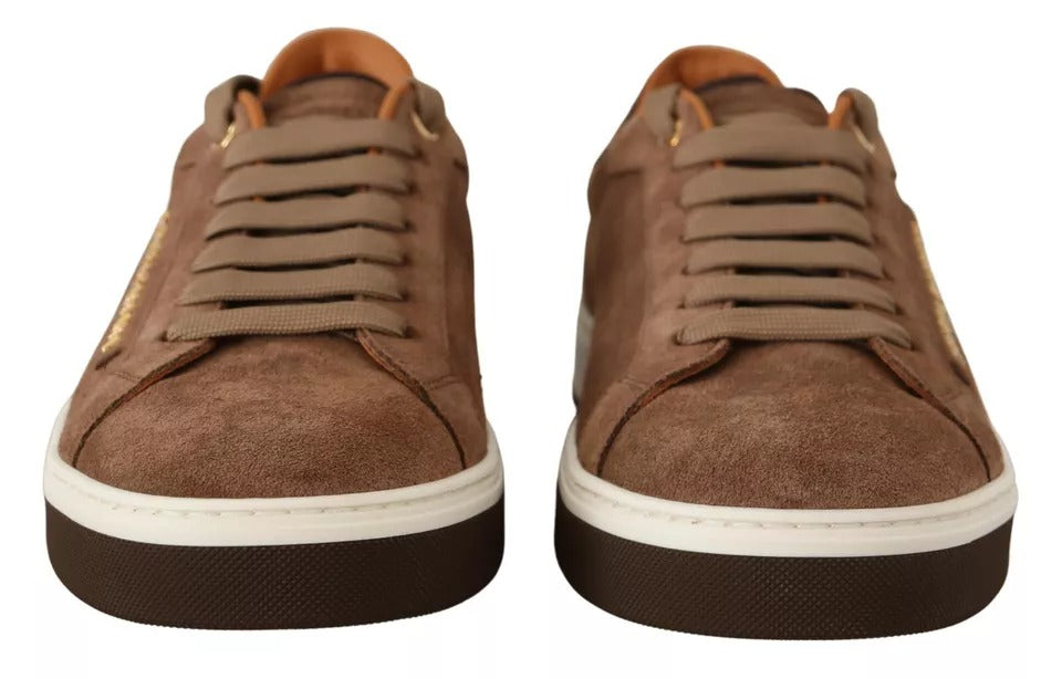 Dolce &amp; Gabbana – Niedrige Sneakers aus Wildleder in Braun mit Logo Herren Schuhe