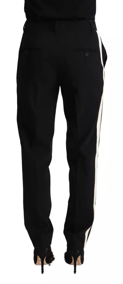 Dolce &amp; Gabbana – Karottenhose aus Wolle mit schwarzen und weißen Streifen