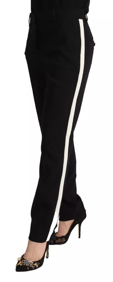 Dolce &amp; Gabbana – Karottenhose aus Wolle mit schwarzen und weißen Streifen