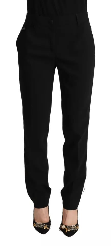Dolce &amp; Gabbana – Karottenhose aus Wolle mit schwarzen und weißen Streifen