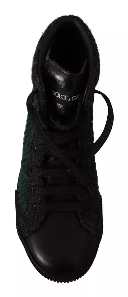 Dolce &amp; Gabbana Grüne Cord High Tops Sneakers Herren Freizeitschuhe