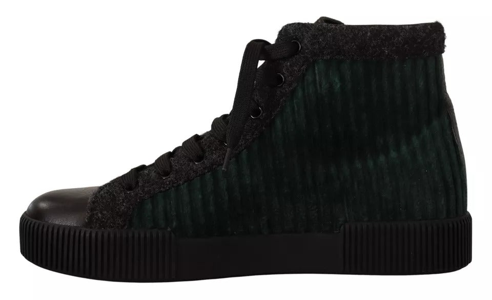 Dolce &amp; Gabbana Grüne Cord High Tops Sneakers Herren Freizeitschuhe