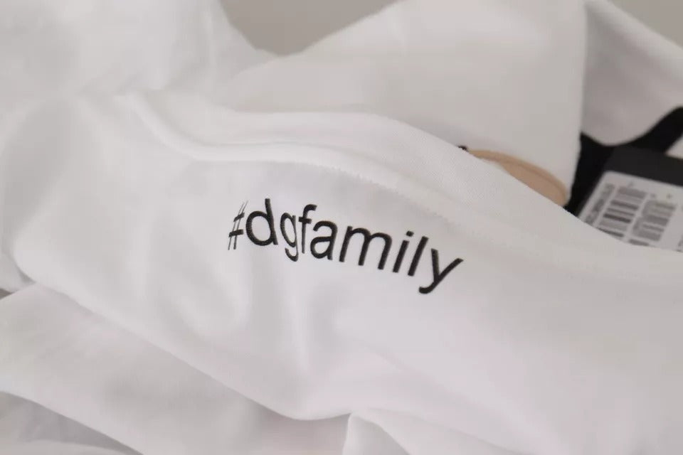 Tricou Dolce &amp; Gabbana alb cu imprimeu #DGFamily din bumbac