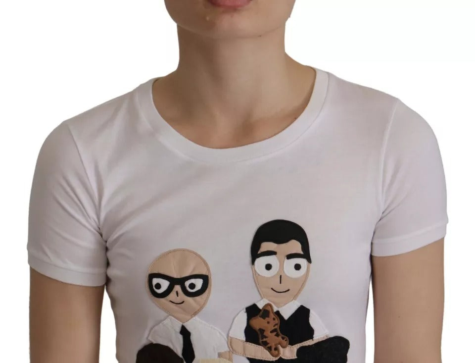 Tricou Dolce &amp; Gabbana alb cu imprimeu #DGFamily din bumbac