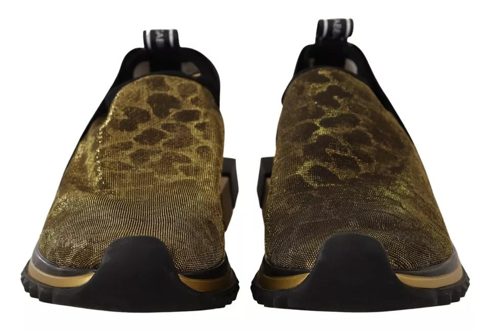 Dolce &amp; Gabbana Sorrento Sneakers mit Leopardenmuster in Gold