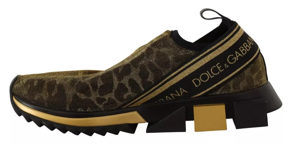 Dolce &amp; Gabbana Sorrento Sneakers mit Leopardenmuster in Gold