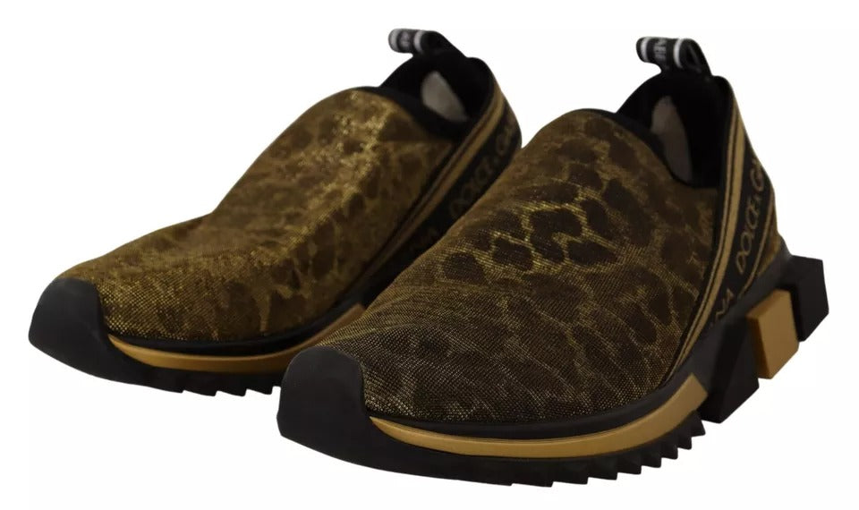 Dolce &amp; Gabbana Sorrento Sneakers mit Leopardenmuster in Gold