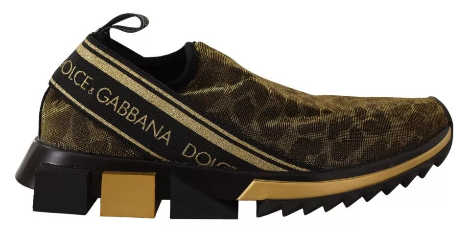 Dolce &amp; Gabbana Sorrento Sneakers mit Leopardenmuster in Gold