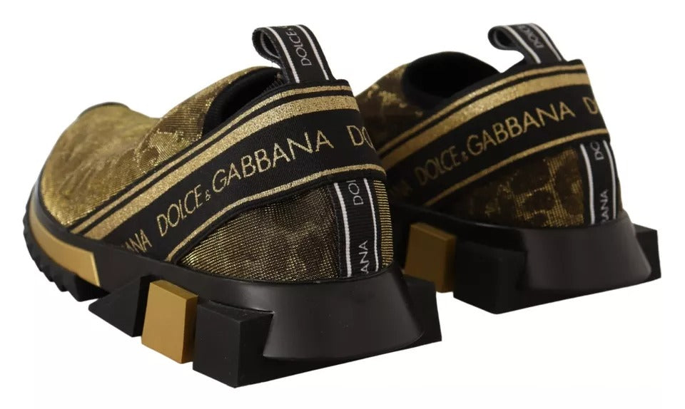 Dolce &amp; Gabbana Sorrento Sneakers mit Leopardenmuster in Gold