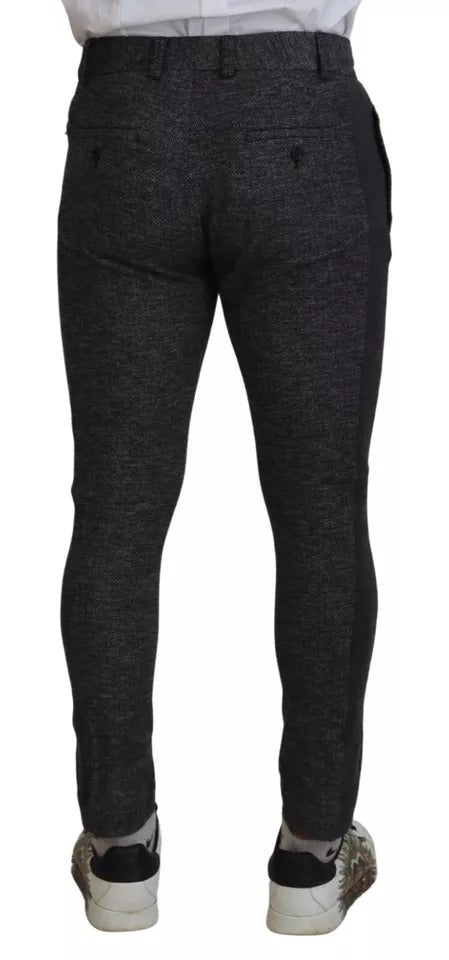 Dolce &amp; Gabbana – Graue Skinny-Hose aus Viskose mit Chevron-Muster