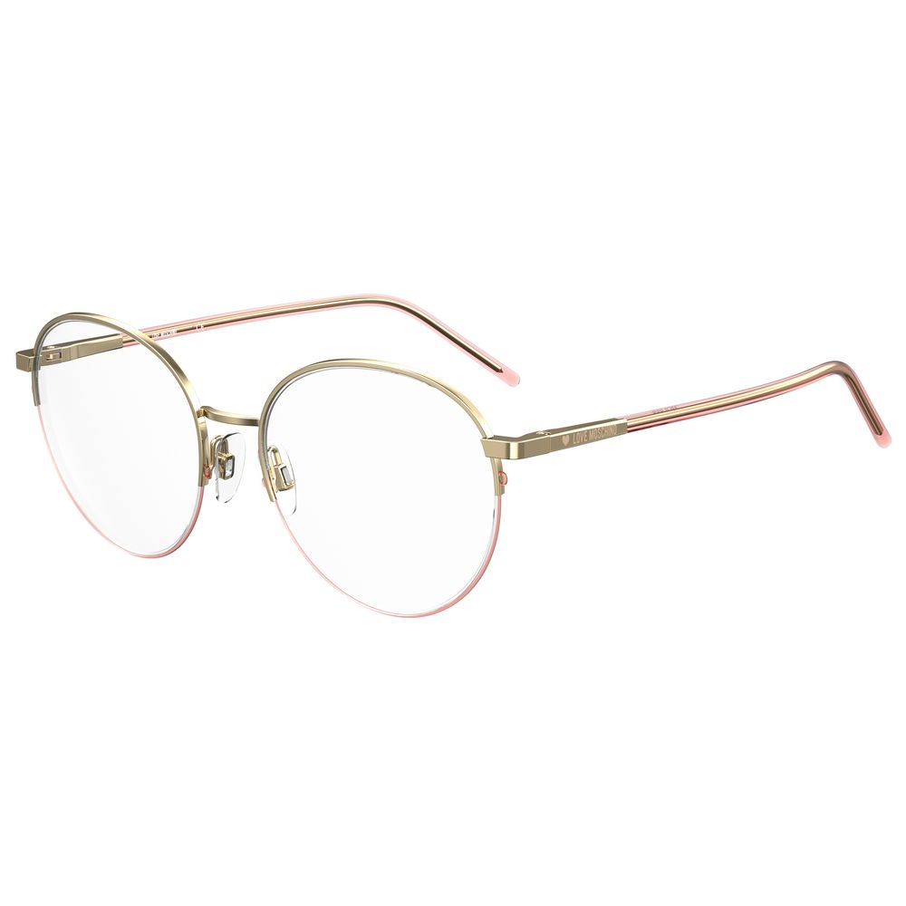 Ochelari de soare Love Moschino cu rame metalice aurii roz