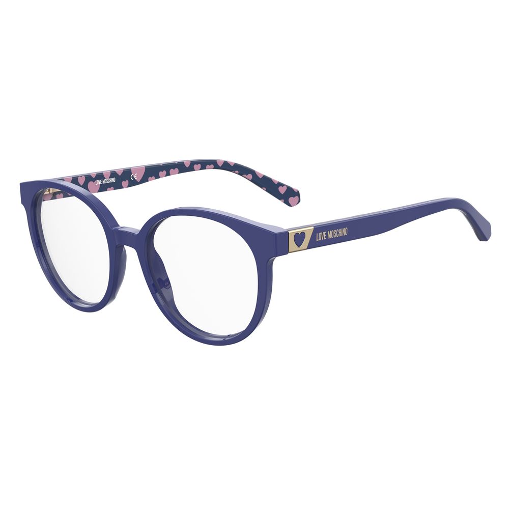 Love Moschino – Blaue Brillenfassung aus Kalbshaar