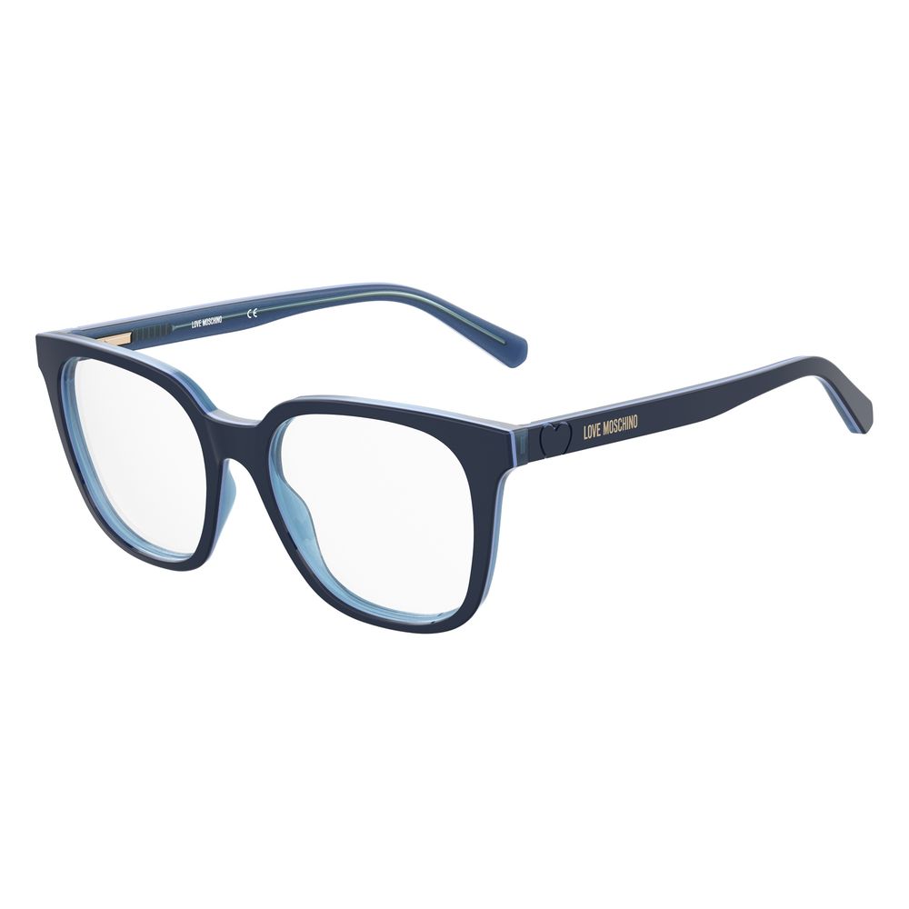 Love Moschino – Blaue Brillenfassung aus Kalbshaar