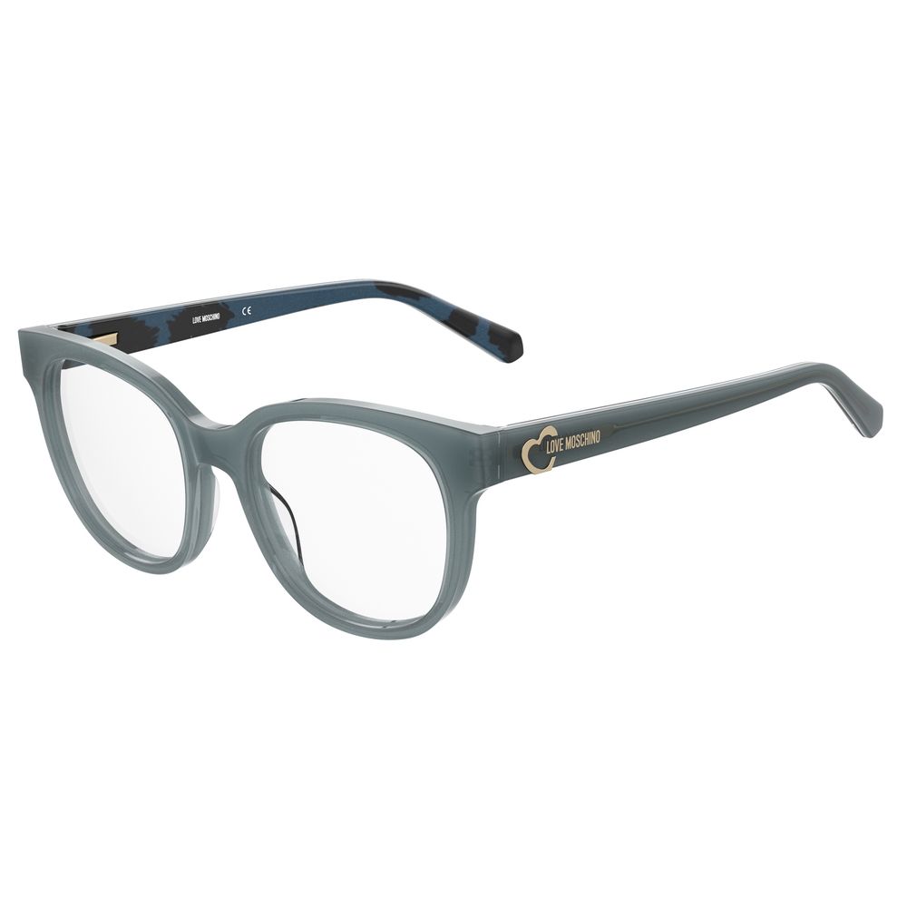 Love Moschino – Blaue Brillenfassung aus Kalbshaar