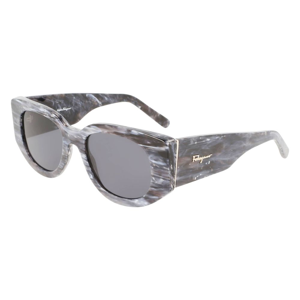 Ferragamo – Graue Sonnenbrille aus Kalbshaar