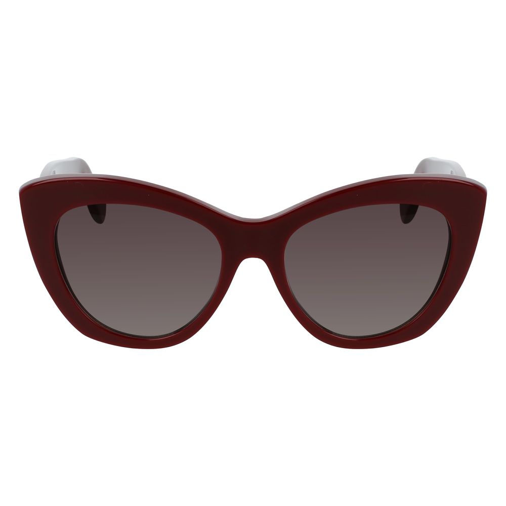 Salvatore Ferragamo – Bordeauxfarbene Sonnenbrille aus Kalbshaar