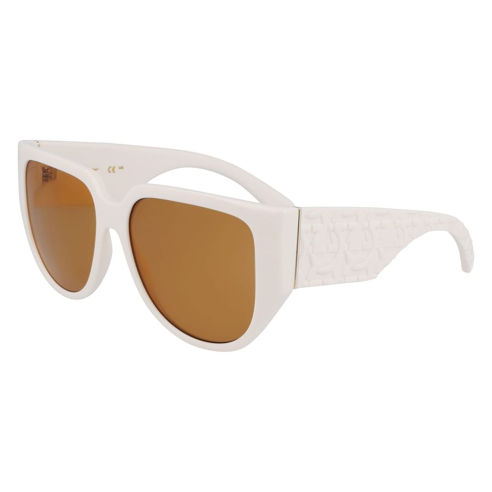 Ferragamo – Weiße Sonnenbrille mit Bio-Injektion