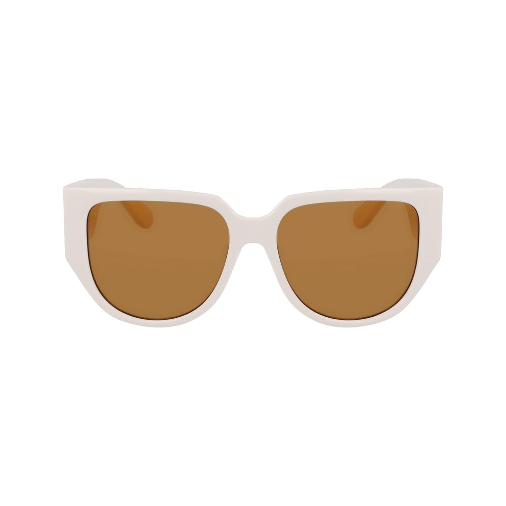 Ferragamo – Weiße Sonnenbrille mit Bio-Injektion