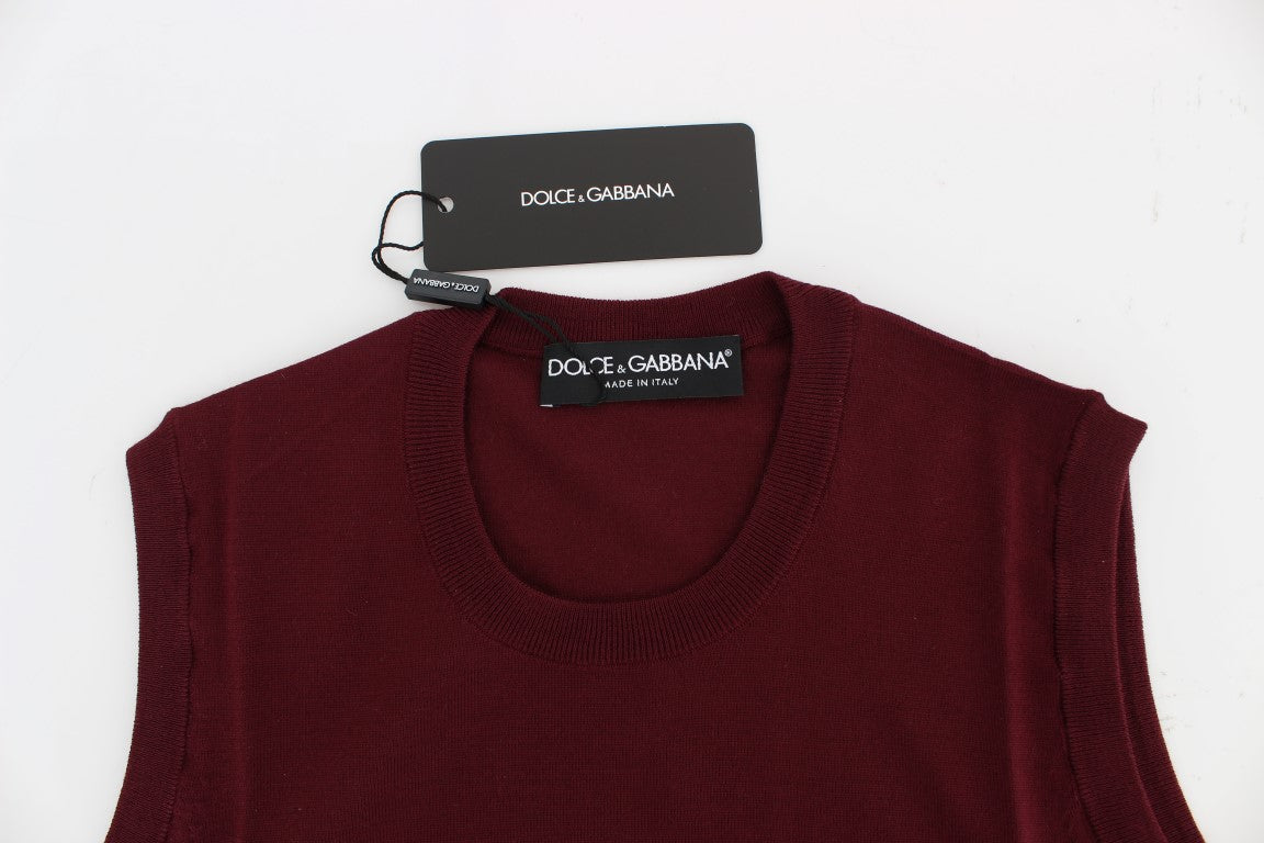 Dolce &amp; Gabbana Elegante ärmellose Pulloverweste aus roter Wolle