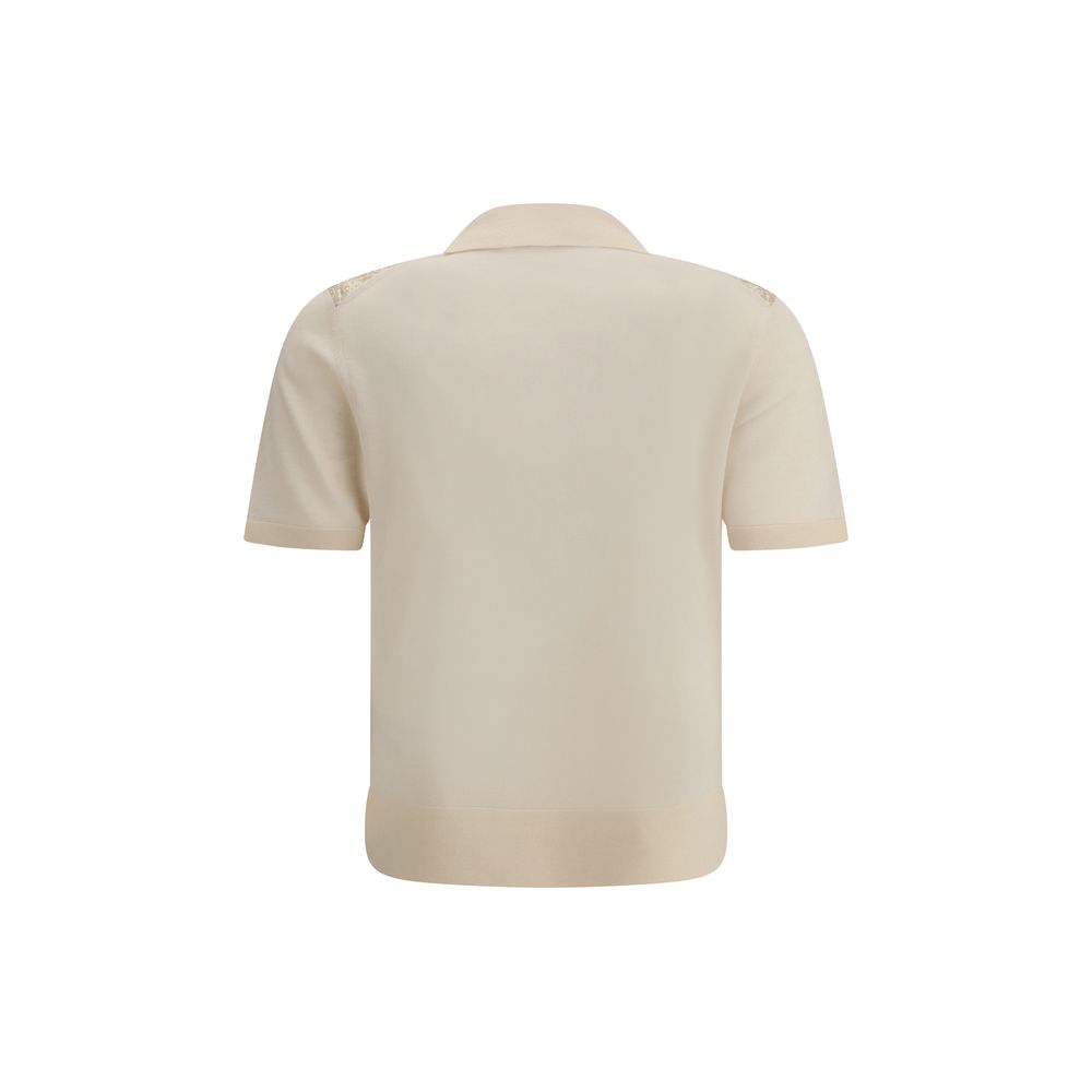 Tricou polo din lână și mătase Tory Burch