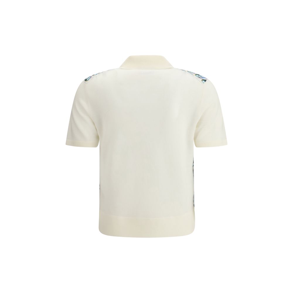 Tricou polo din lână și mătase Tory Burch