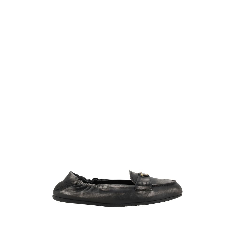 Mocasini Prada din piele cu efect vintage