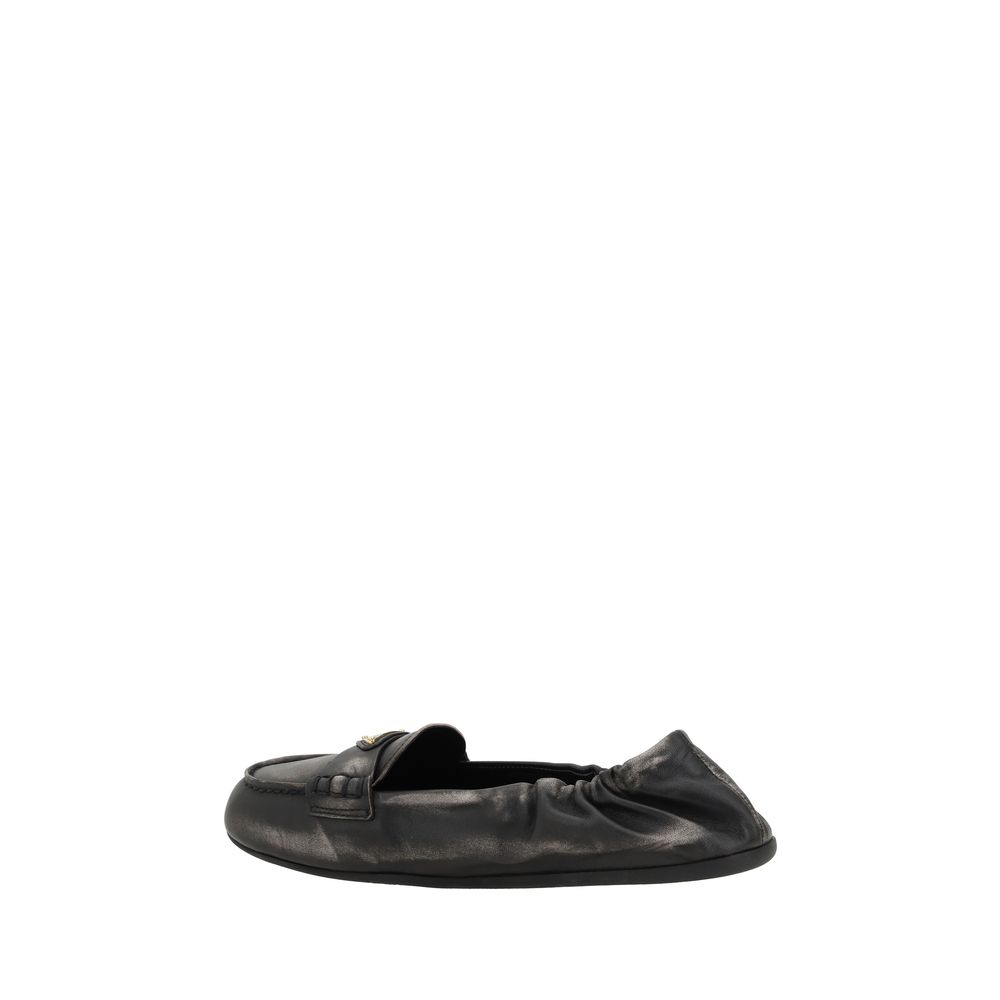 Mocasini Prada din piele cu efect vintage
