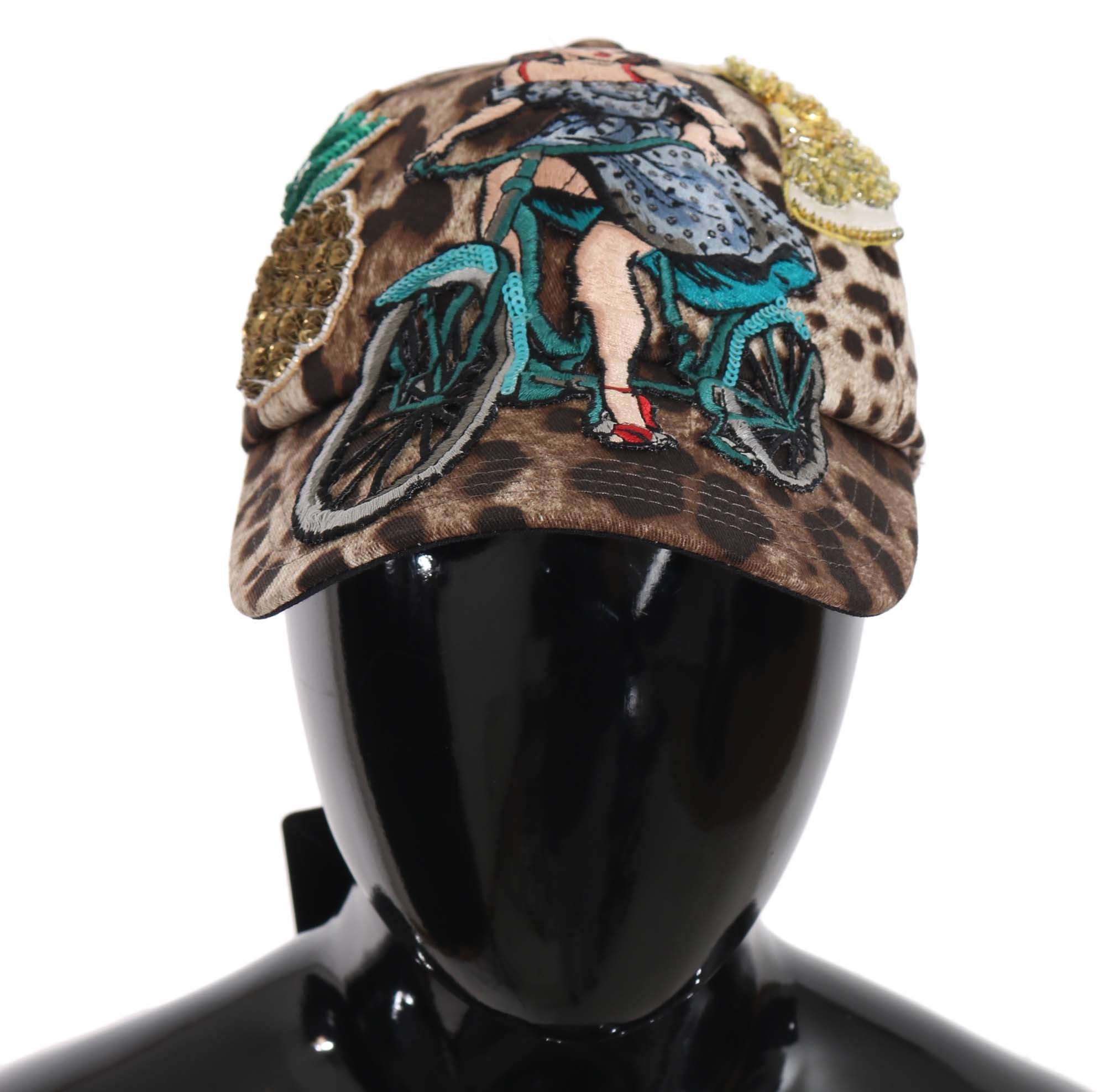 Dolce &amp; Gabbana Elegante Baseballkappe mit Pailletten und Leopardenmuster