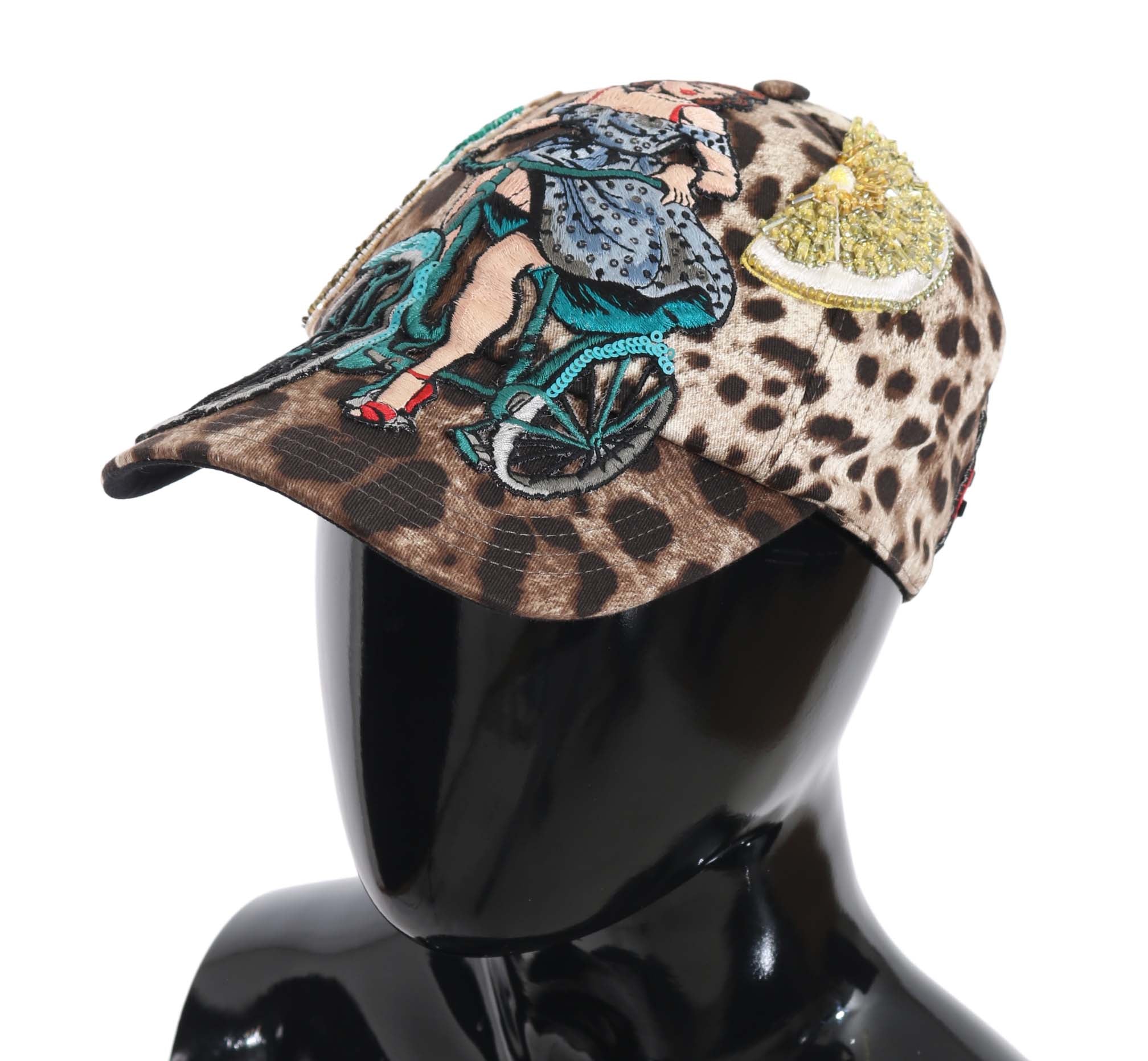 Dolce &amp; Gabbana Elegante Baseballkappe mit Pailletten und Leopardenmuster