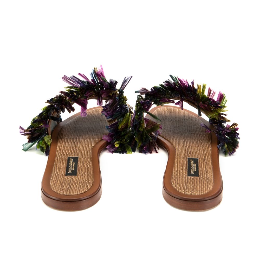 Dolce &amp; Gabbana Mehrfarbige Damensandalen aus Lammleder