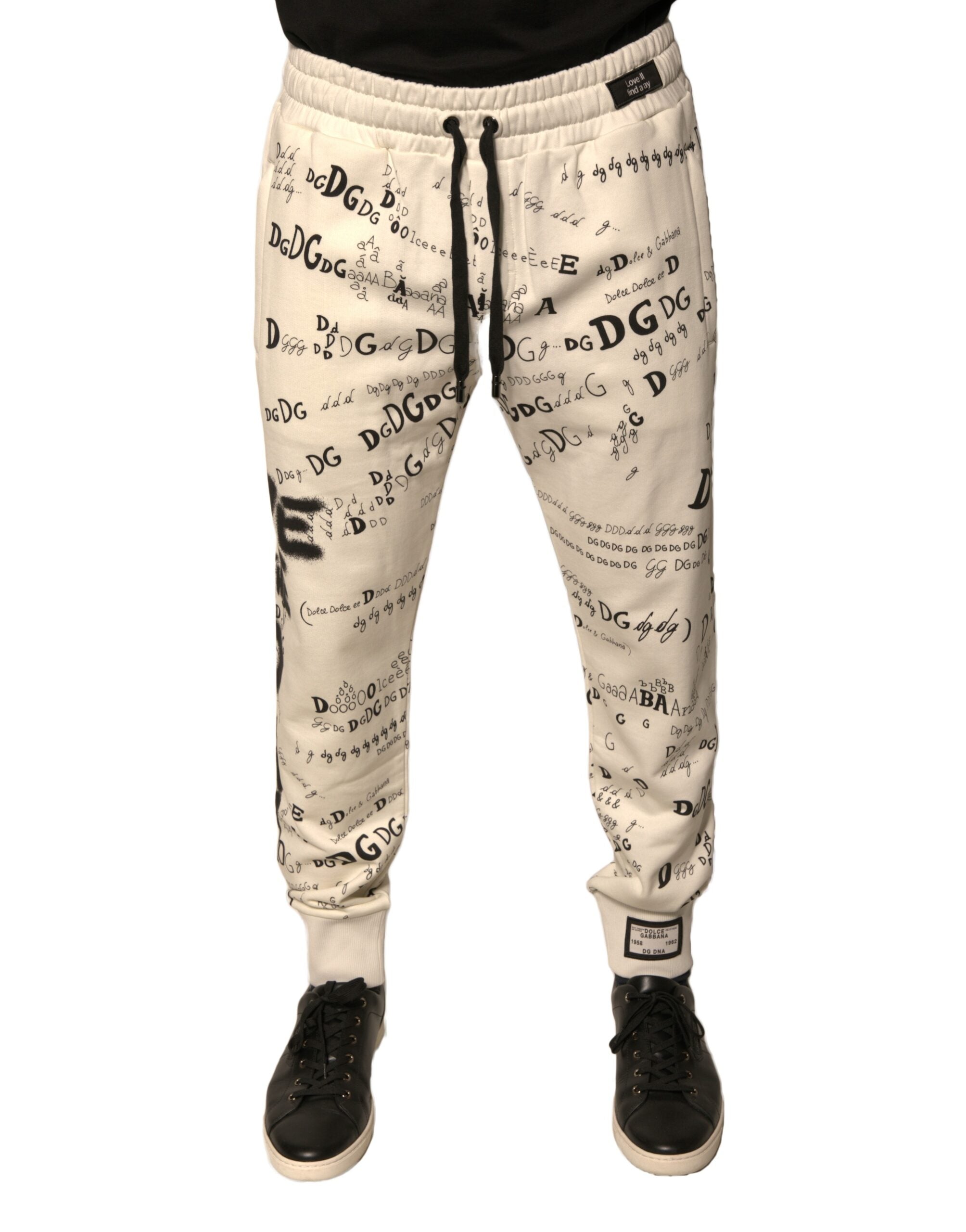 Dolce &amp; Gabbana – Weiße Jogginghose aus bedruckter Baumwolle