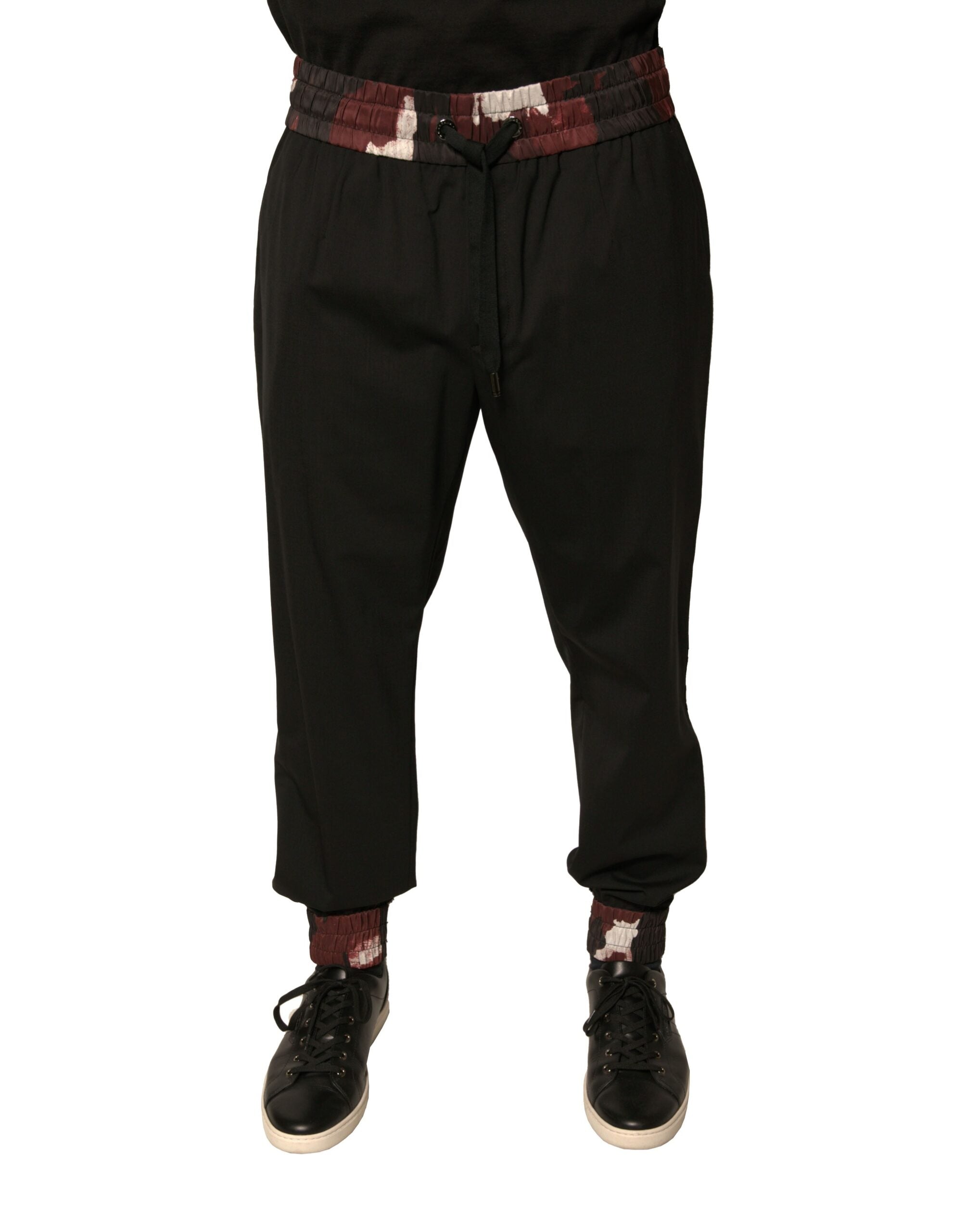 Dolce &amp; Gabbana – Schwarze Jogginghose aus Wolle mit Camouflage-Muster
