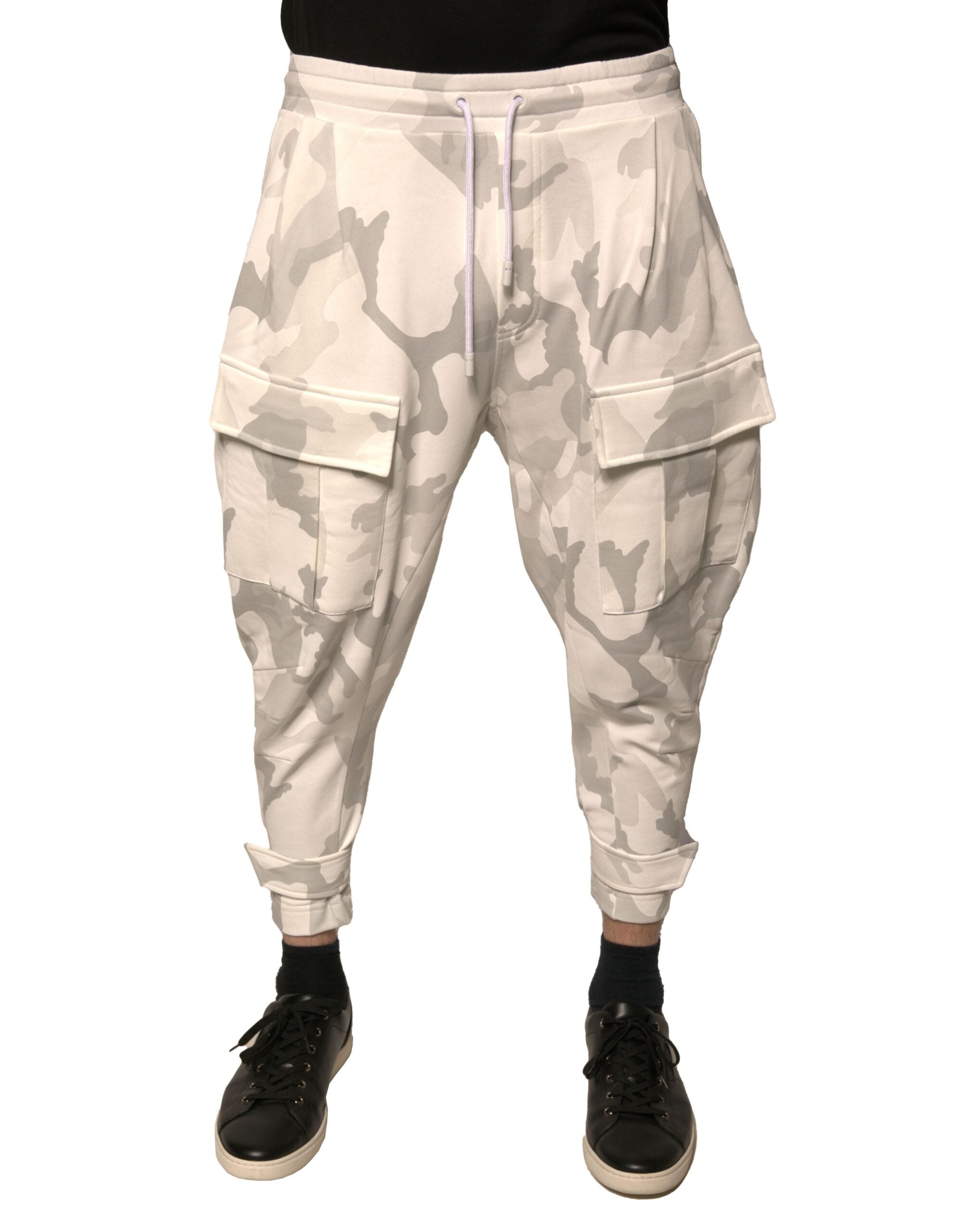 Dolce &amp; Gabbana – Weiße Cargo-Jogginghose mit Camouflage-Muster
