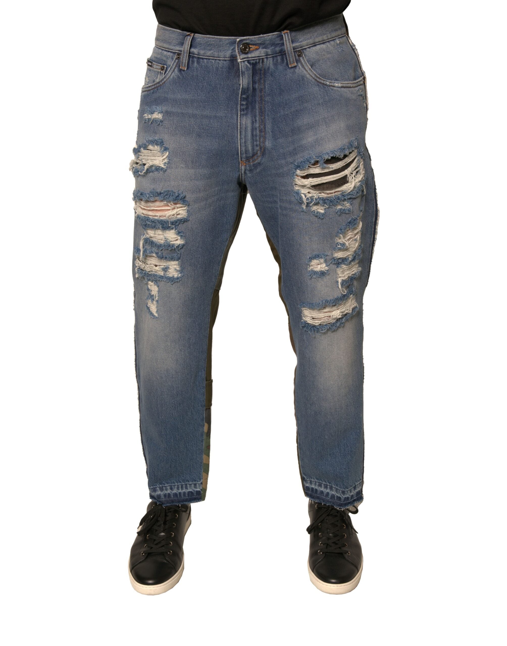 Dolce &amp; Gabbana – Blaue, zerfetzte, gerade geschnittene Jeans
