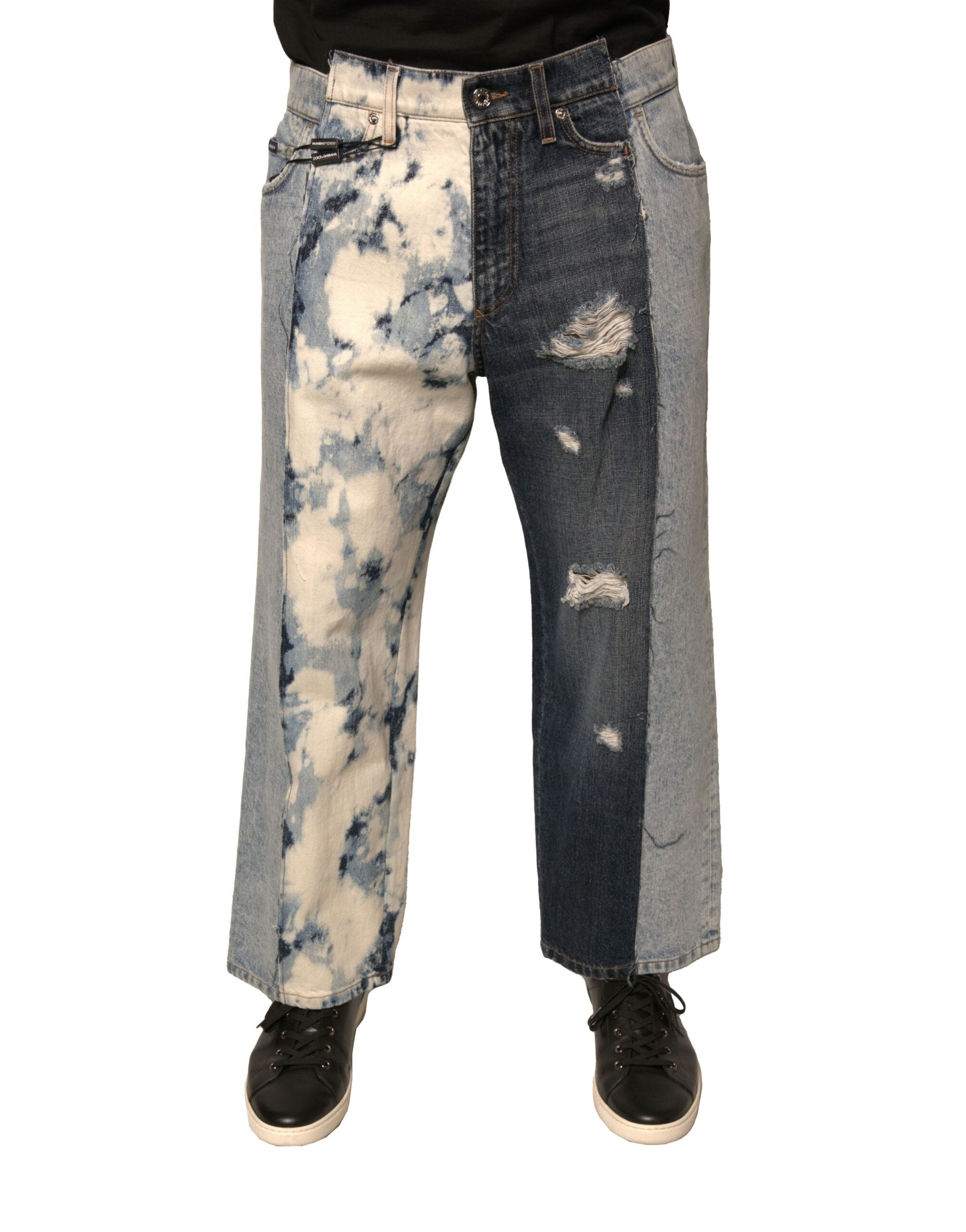 Dolce &amp; Gabbana Mehrfarbige Patchwork-Jeans aus Baumwolle mit geradem Schnitt für Herren
