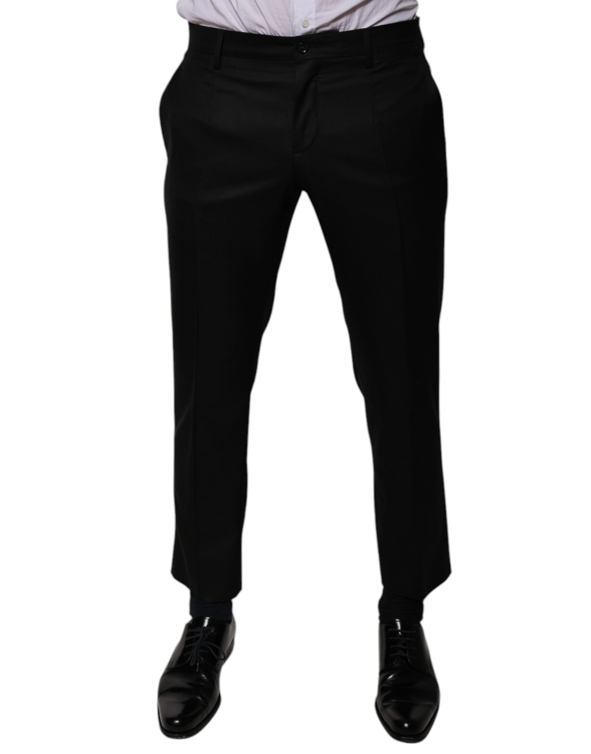 Dolce &amp; Gabbana – Schwarze, schmal zulaufende Anzughose aus Wolle