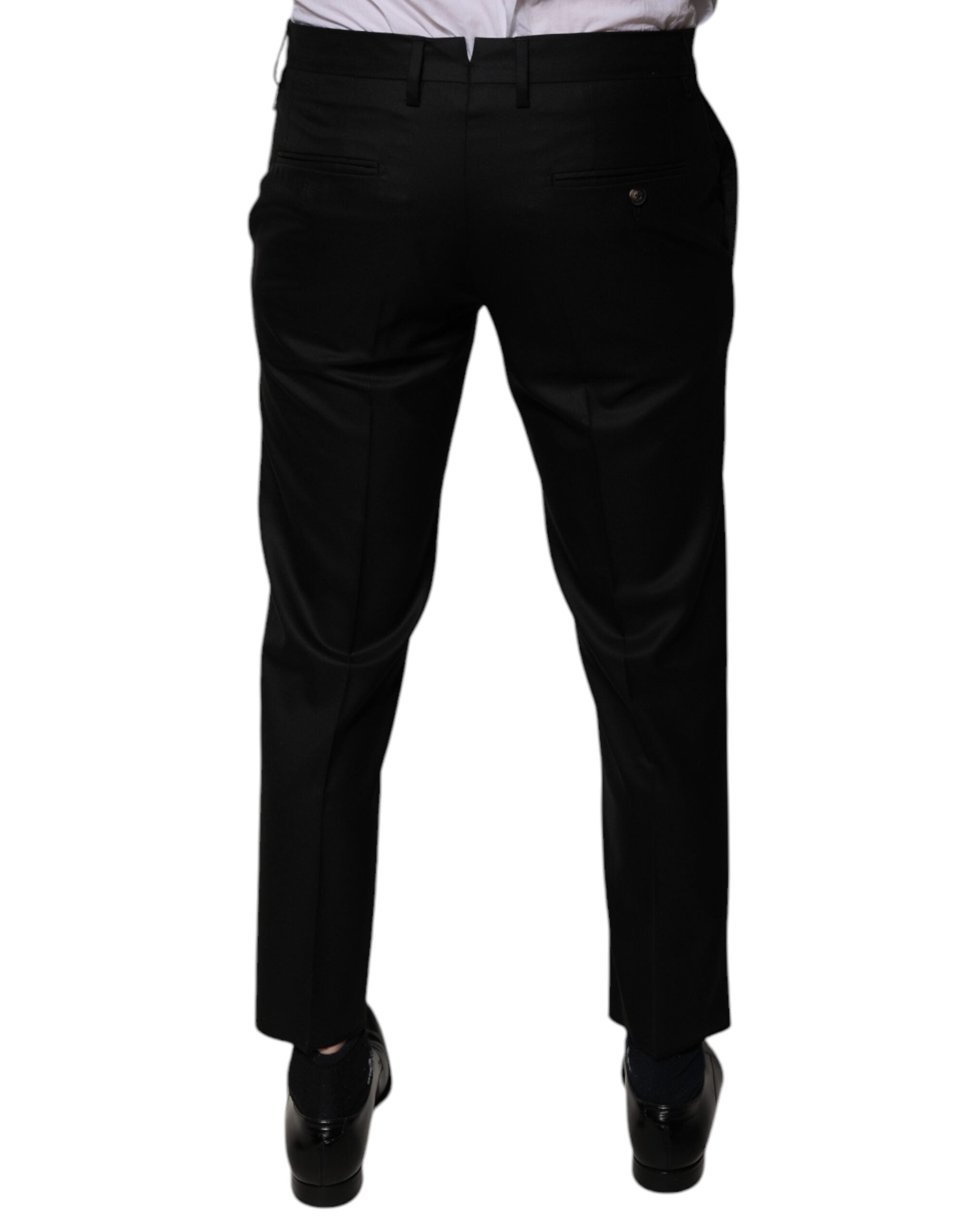 Dolce &amp; Gabbana – Schwarze, schmal zulaufende Anzughose aus Wolle