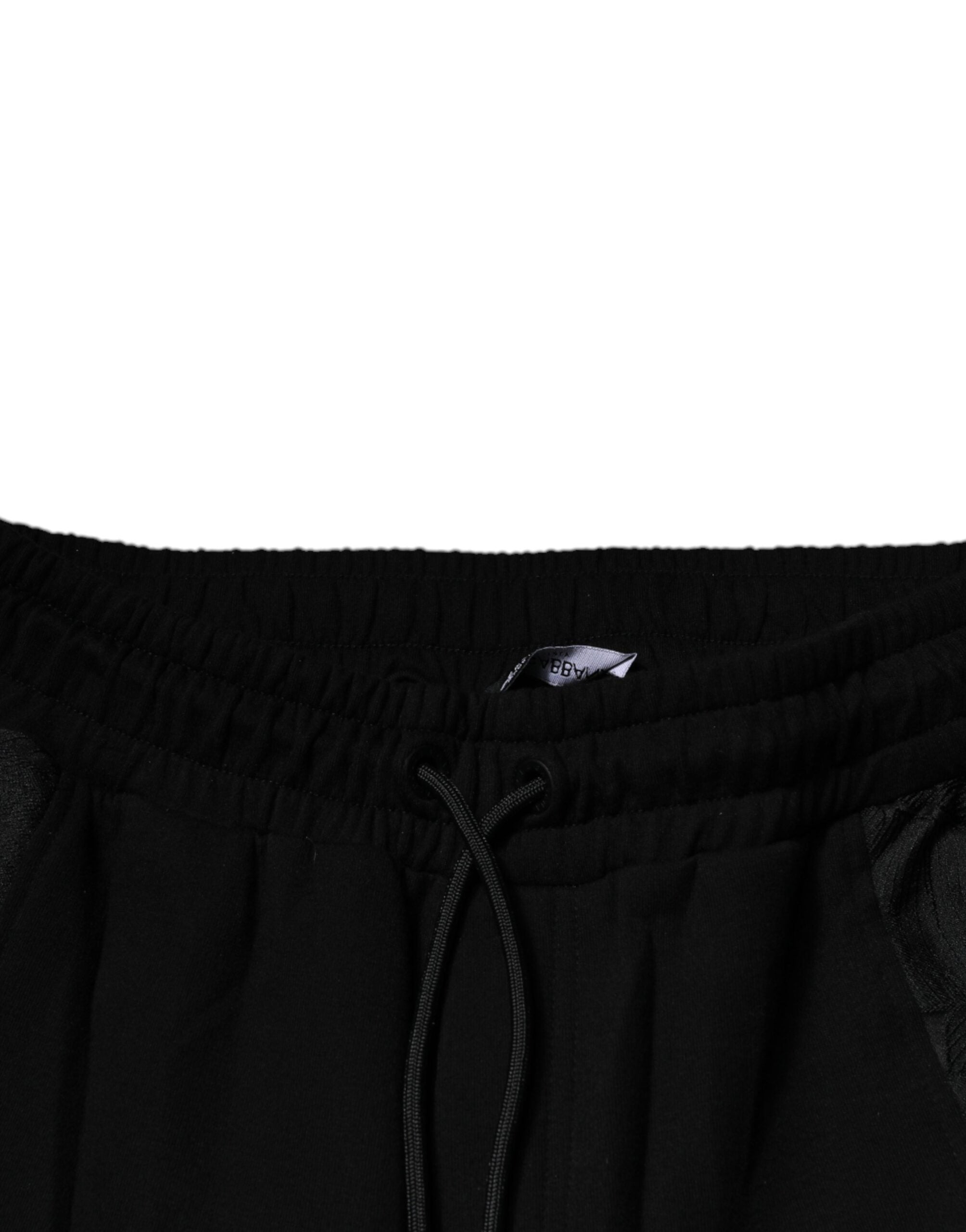 Dolce &amp; Gabbana – Schwarze Jogginghose mit Leopardenmuster und schmaler Passform