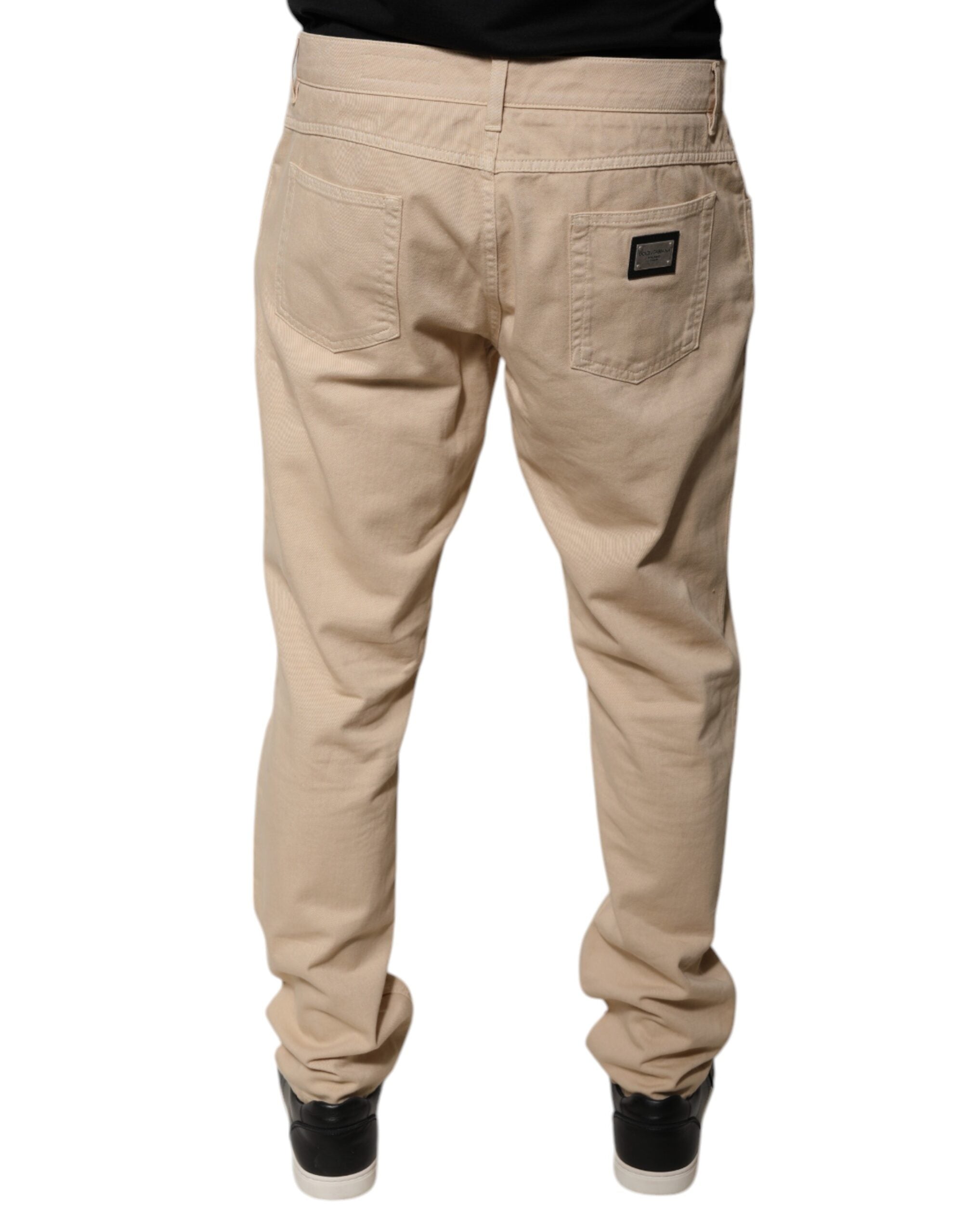 Dolce &amp; Gabbana Beige Skinny-Jeans aus Baumwolle mit mittlerer Taille
