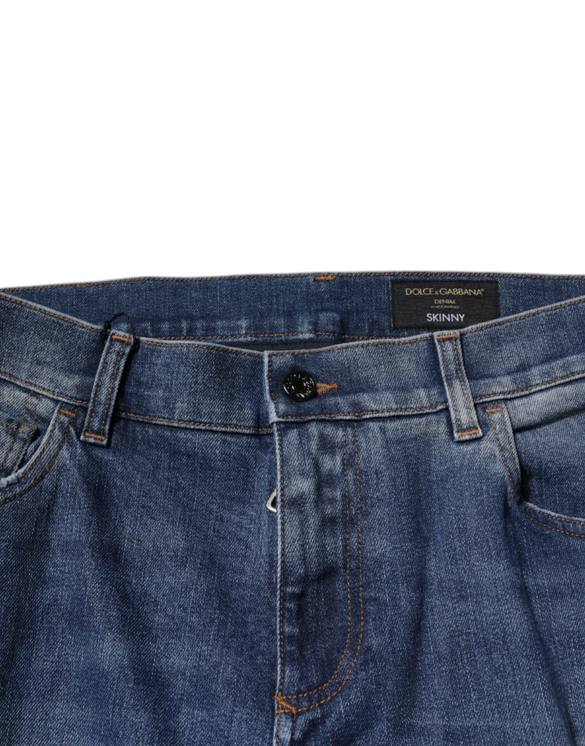 Dolce &amp; Gabbana – Zerfetzte Skinny-Jeans aus blauer Baumwolle