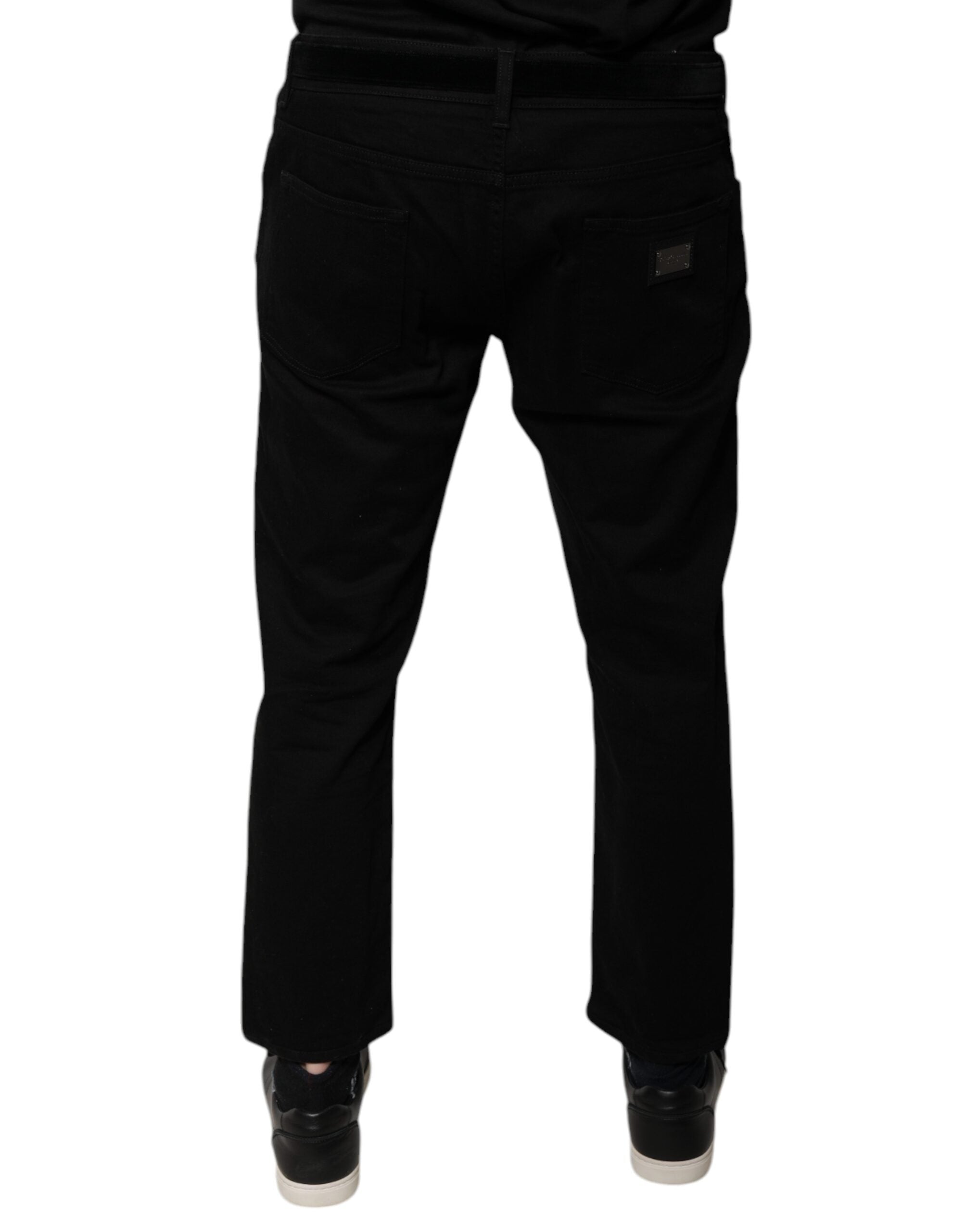 Dolce &amp; Gabbana – Schwarze Skinny-Jeans aus Baumwollstretch mit Logo