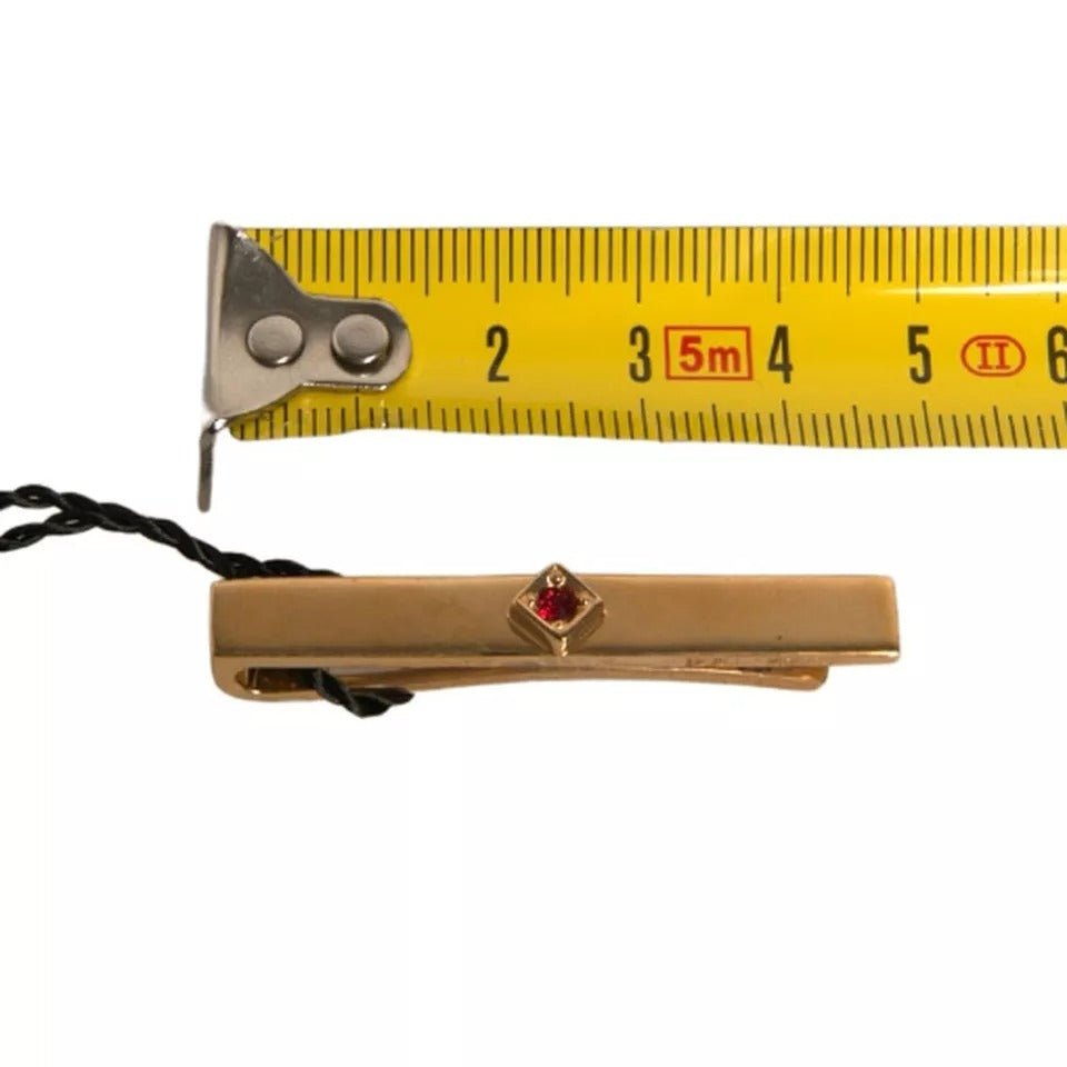 Agrafă de cravată Dolce &amp; Gabbana din alamă aurie cu cristale și logo