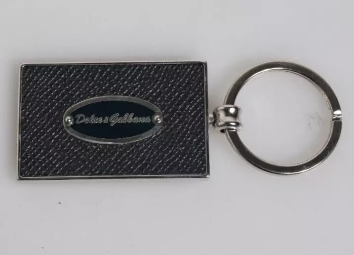 Breloc Dolce &amp; Gabbana din piele neagră cu logo din metal