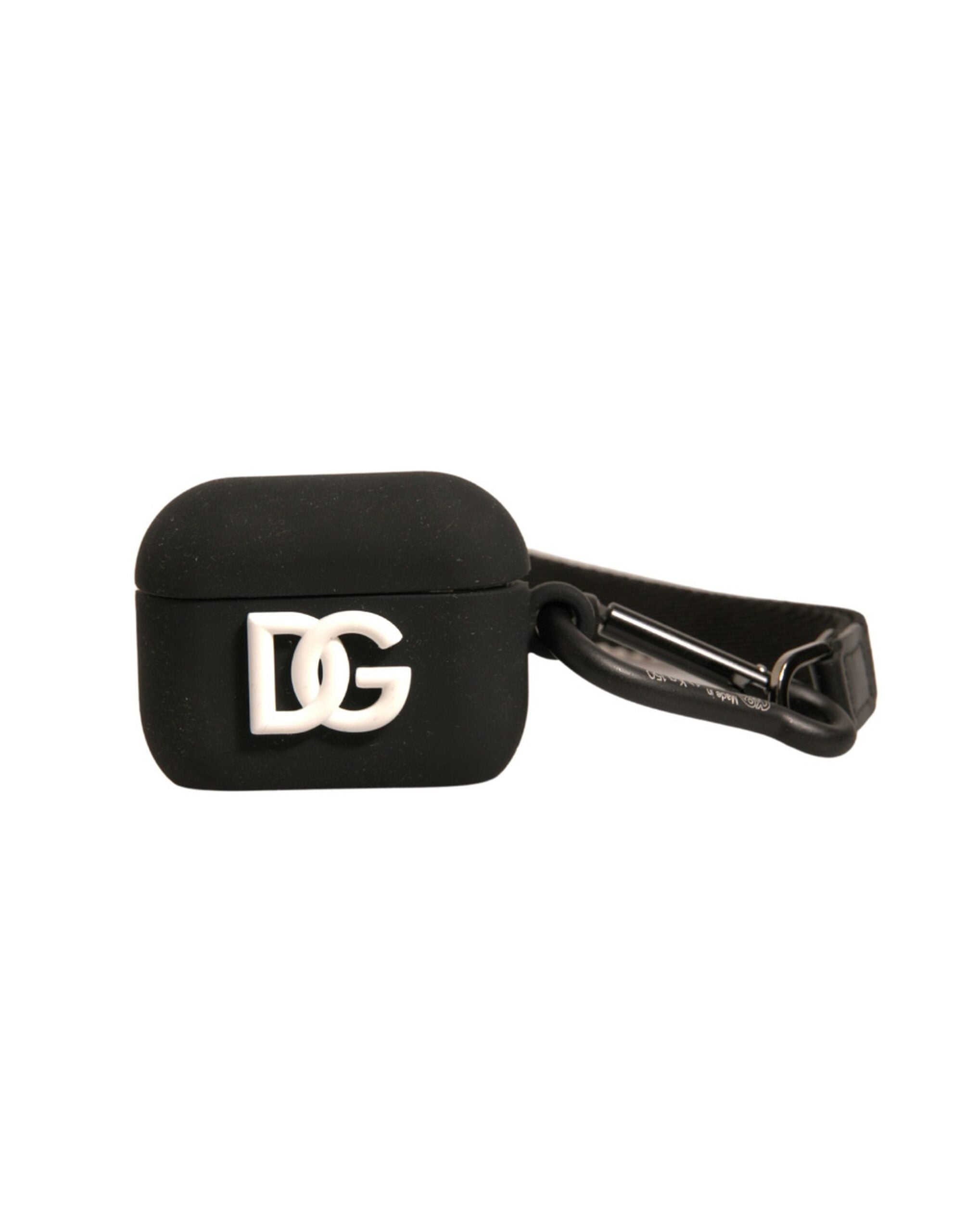 Husă Dolce &amp; Gabbana cu logo embosat din cauciuc siliconic negru pentru Airpods